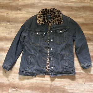 Fashion Nova Fox Fur Denim Trucker Jacket